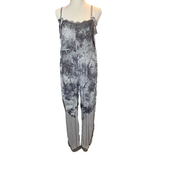 Anthropologie POL tie dye lace jogger jumpsuit loungewear boho lounge M pockets - Picture 5 of 13